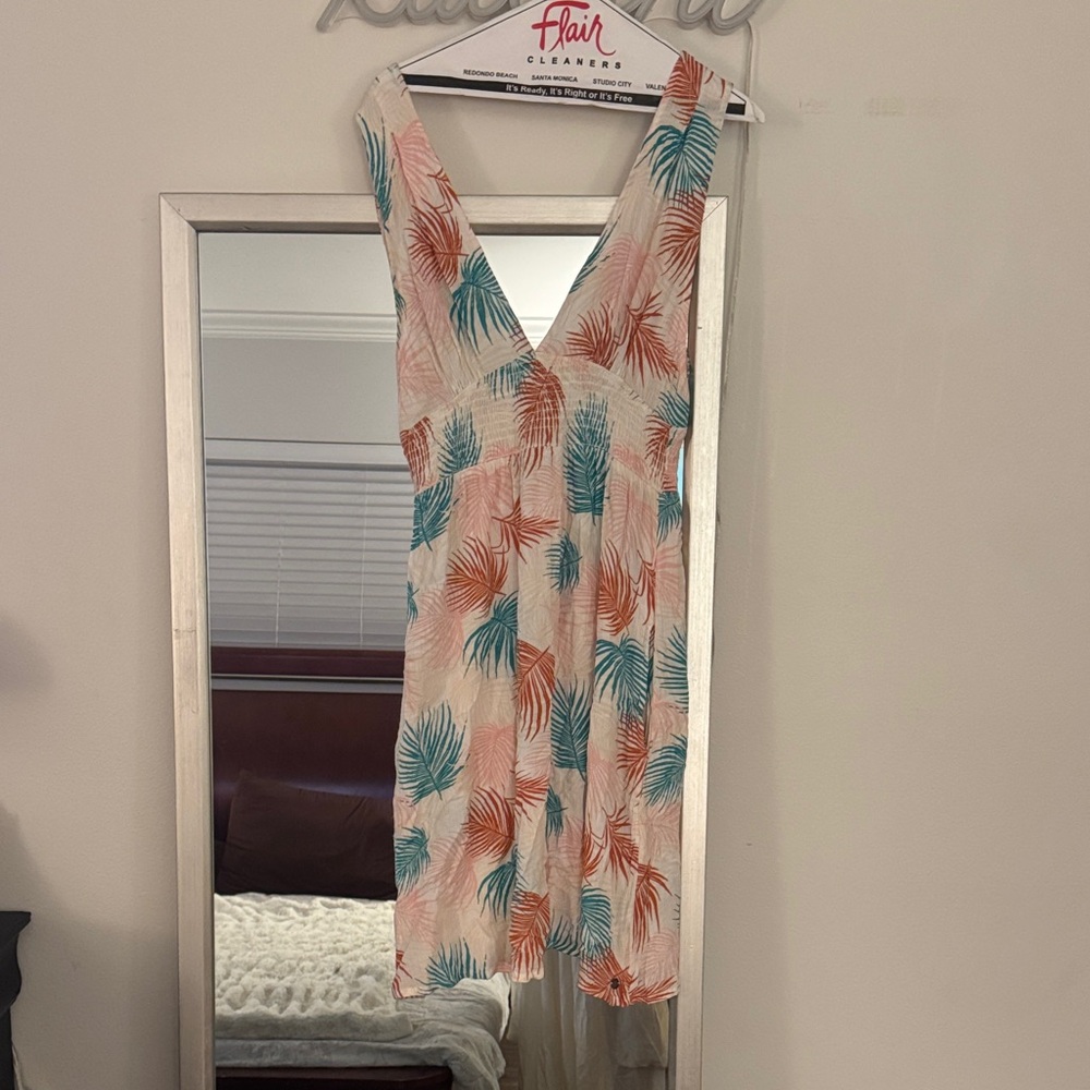 Roxy Tropical Print Midi Dress - White, Orange, Blue